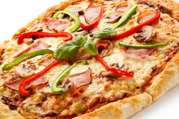 Pizza with ham and pepper