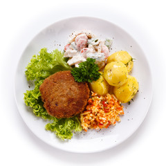 Fried steak with potatoes