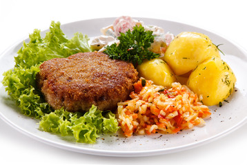 Fried steak with potatoes