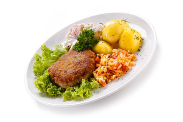 Fried steak with potatoes