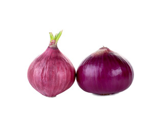 Fototapeta premium Red sliced onion isolated on white background