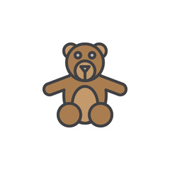 Teddy bear toy filled outline icon, line vector sign, linear colorful pictogram. Symbol, logo illustration. Pixel perfect