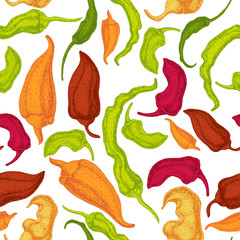 Hand drawn pepper seamless pattern