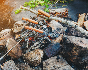 Big sausages barbecue