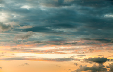 colorful dramatic sky with cloud at sunset