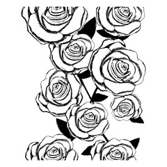monochrome sketch of roses pattern vector illustration