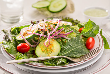 Garden Salad Topped with Bacon Bits