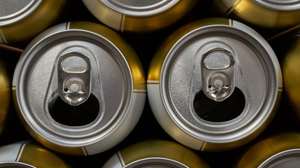 Closeup of empty beer cans