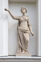 The Goddess Latona. Statue of Pudozh stone in the niche of the Kitchen Corps of the Elagin Island Palace and Park Complex in St. Petersburg