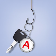 Permis de conduire - auto école - voiture - jeune conducteur - clé de voiture - hameçon
