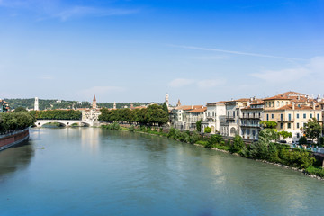 Fototapeta na wymiar Beautiful street view of Verona center which is a world heritage site