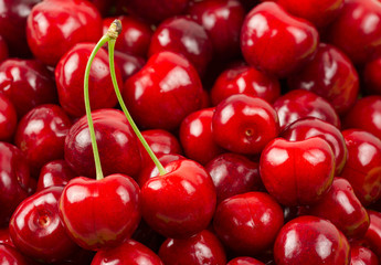 Cherry berries suumer fruit background close up