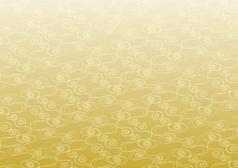 和波模様の背景イラスト: 金色グラデーション