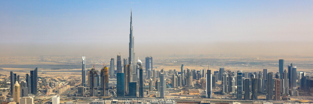 Dubai Skyline Burj Khalifa Panorama Hochhaus Luftaufnahme Luftbild