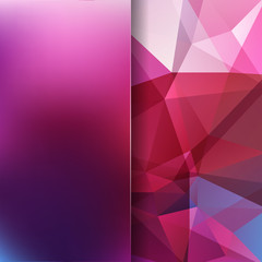 Background made of pink, purple triangles. Square composition with geometric shapes and blur element. Eps 10