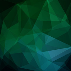 Geometric pattern, polygon triangles vector background in green and blue tones. Illustration pattern