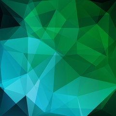 Geometric pattern, polygon triangles vector background in blue and green tones. Illustration pattern