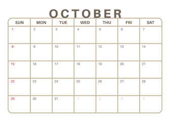 Monthly Calendar October 2017