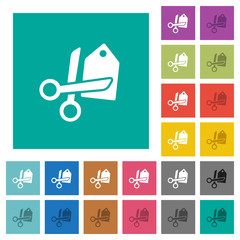 Price cut square flat multi colored icons