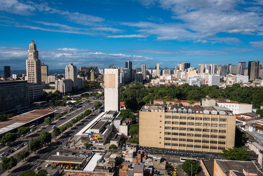 Rio de Janeiro City Center and Downtown Aerial View