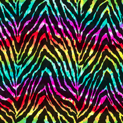 Rainbow zigzag zebra print - seamless background