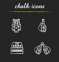Beer chalk icons set