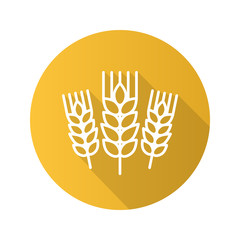 Wheat ears flat linear long shadow icon