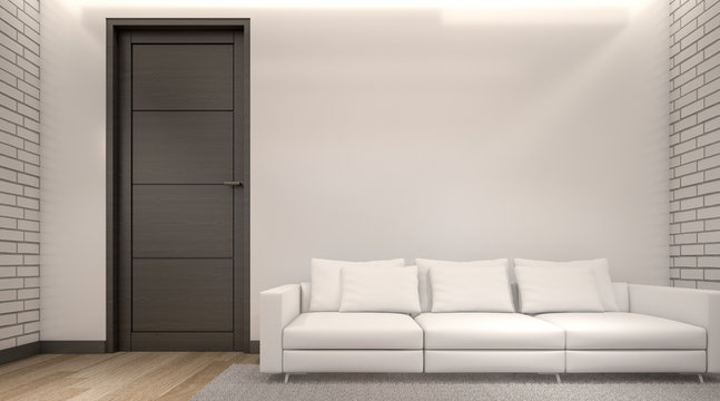Minimalist Living Room , 3d rendering