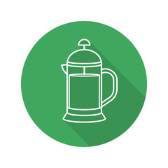 French press flat linear long shadow icon