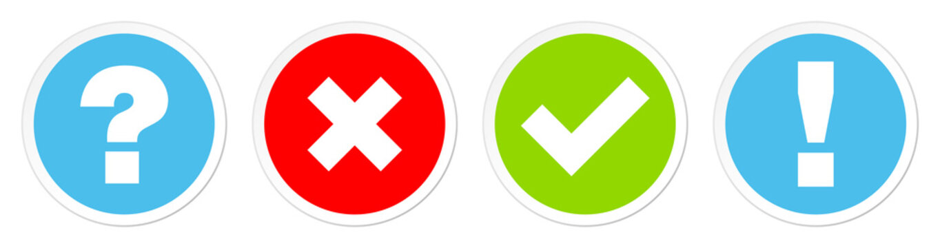 Question, Checkmarks & Answer Blue/Red/Green