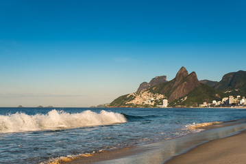 Waves in the Ocean in Ipanema Beach in Rio de Janeiro, Brazil