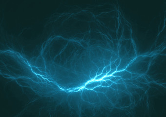 Cyan lighning, abstract electrical background