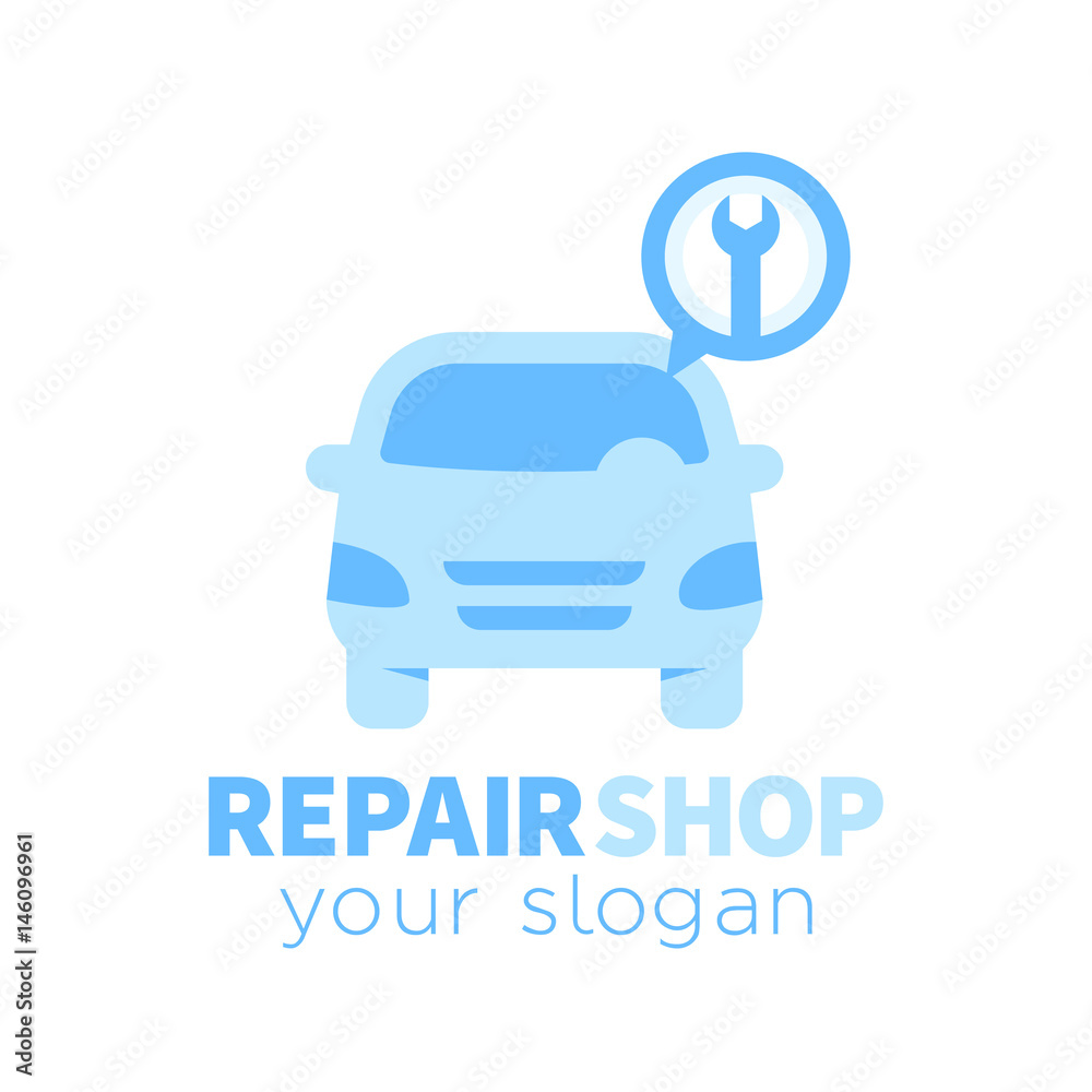 Sticker Car service, repair shop logo element, blue on white