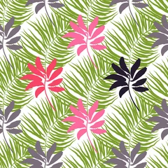 Tuinposter Jungle with pattern green leaves . Greeting card on white background. Cover © Luiza