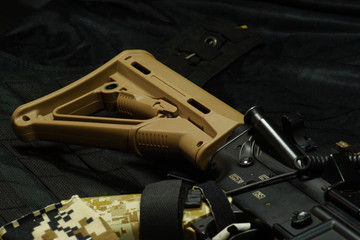 Assault rifle close up