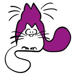 White cat and purple cat