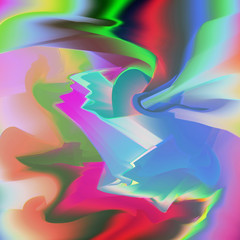 Glitch background with shiny glowing blurred colors flow