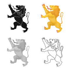 Golden lion symbol of belgium.The dark Belgian wolf. Belgium single icon in cartoon style vector symbol stock illustration.