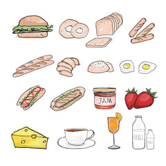 Breakfast Hand drawing vector sketch