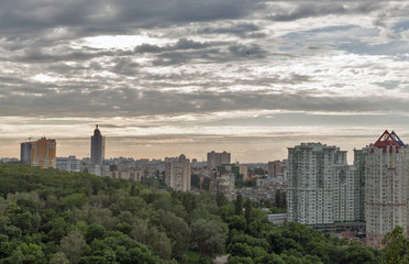 Fototapeta na wymiar Kiev urban dramatic cloudscape