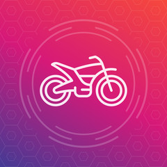offroad bike, motorcycle linear icon, vector pictogram