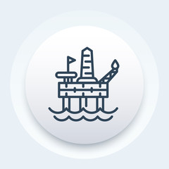 oil drilling platform icon, offshore rig, linear style