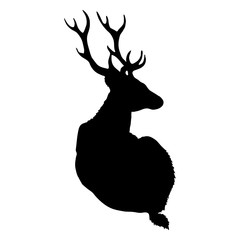 Silhouette black and white monochrome deer with horns wood animal isolated vector