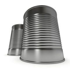 Aluminium can. 3D render of metal canned food isolated on white.