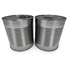 Aluminium can. 3D render of metal canned food isolated on white.