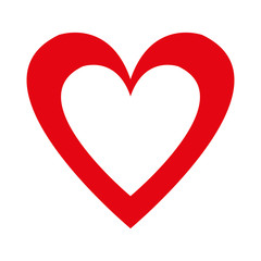 red heart icon over white background. vector illustration