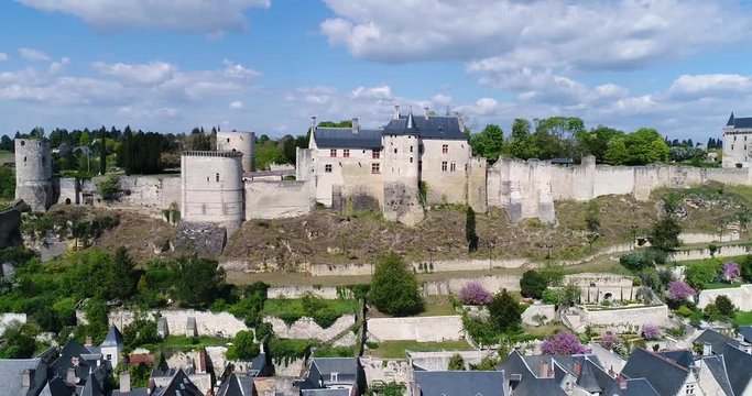 the castle of Chinon, loire valley listed as world heritage by UNESCO, Aerial view