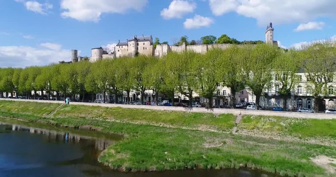 the castle of Chinon, loire valley listed as world heritage by UNESCO, Aerial view