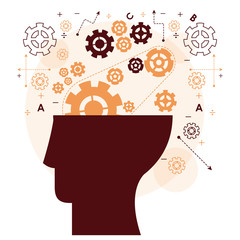 human head mind gear memory mentality work vector illustration
