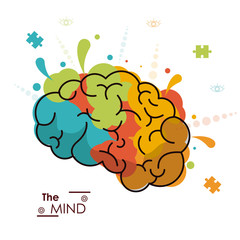 the mind colo brain creativity invention design vector illustration